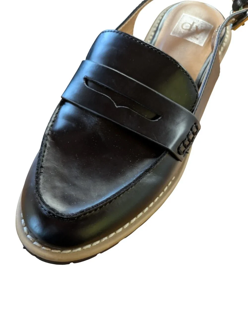 Dolce Vita Black Slingback Lug Sole Loafers Size 8.5